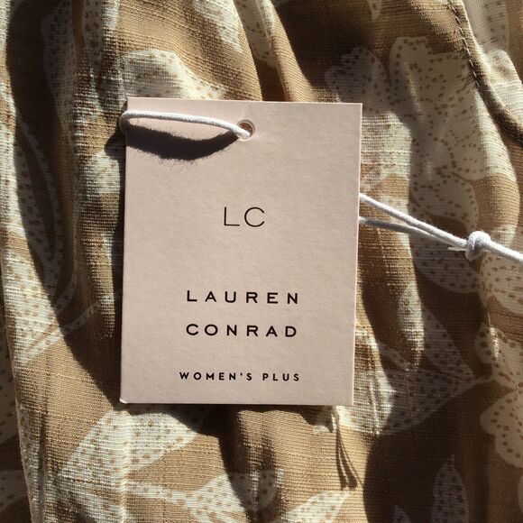 Women’s LC Lauren Conrad Shirred Pleated Neck Floral Top Sz 2X Peasant Flowy - Picture 4 of 5